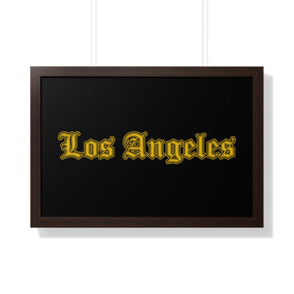 Los Angeles Framed Poster, Urban Wall Art for Home Decor, Cityscape Gift, Interior Design Accent, Modern Typography Decor - Golden Edition