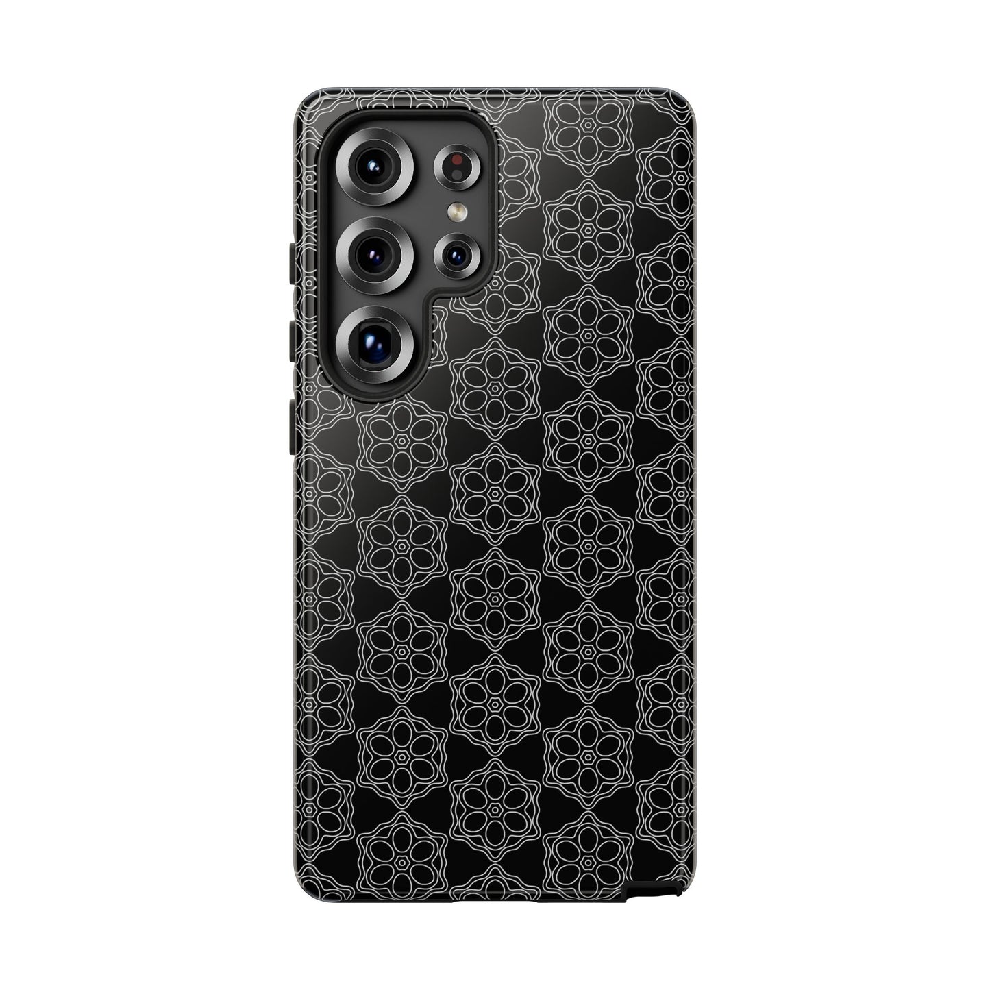 Geometric Pattern Phone Case, Dark Floral Case for Tough Protection, Stylish Smartphone Accessory, Gift for Tech Lovers, Trendy Mobile Cover