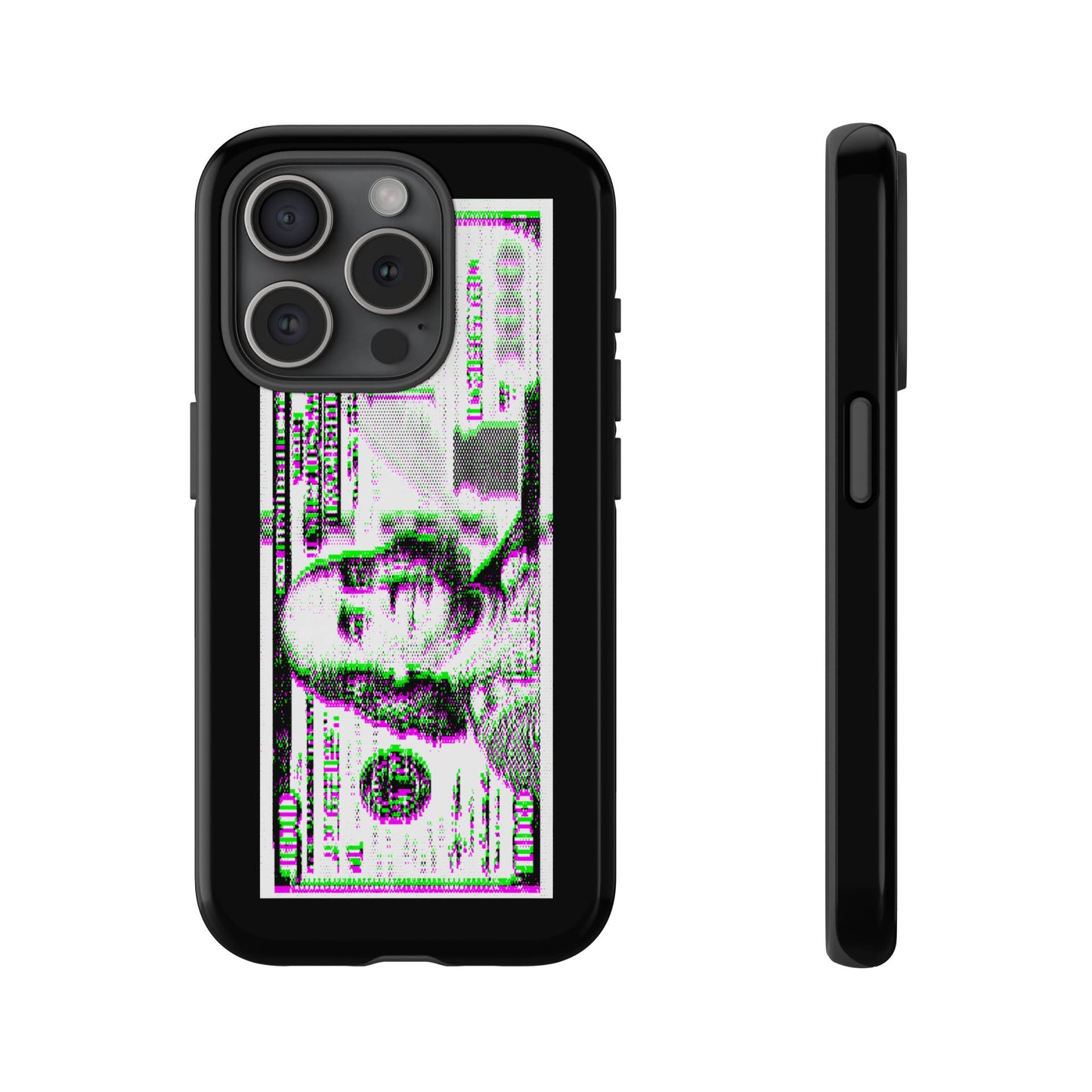 100 Dollars Bill - Green/Magenta Glitch - Phone Case