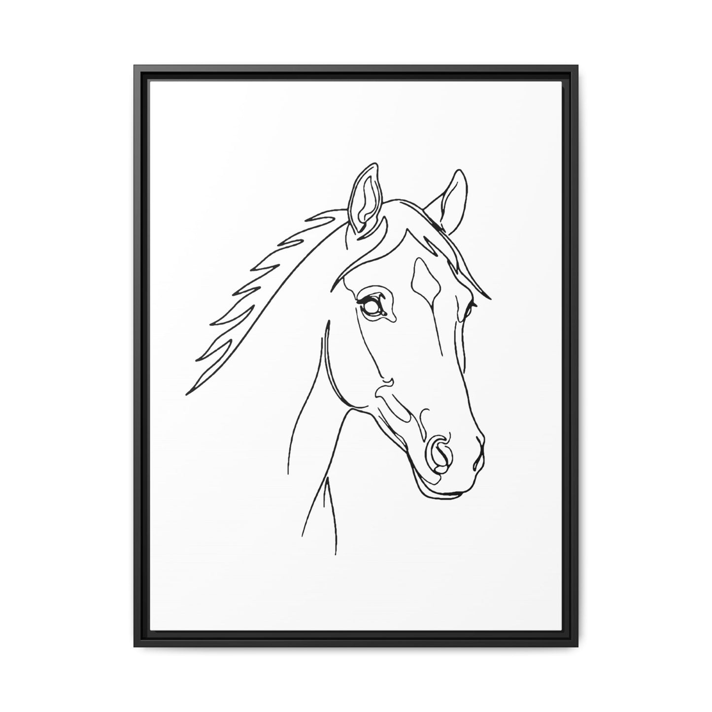 Horse Portrait Sketch - Framed Canvas
