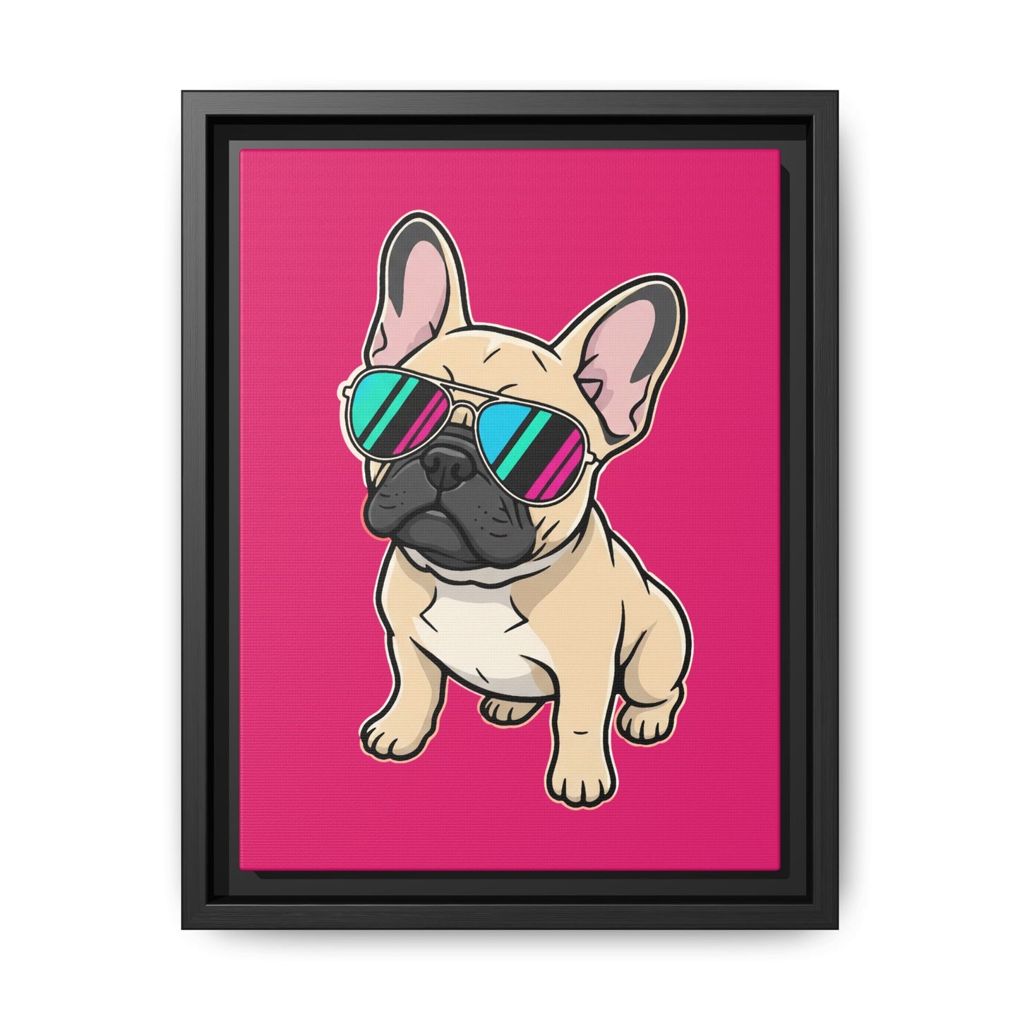 French Bulldog with Sunglasses - Framed Canvas
