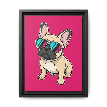 French Bulldog with Sunglasses - Framed Canvas