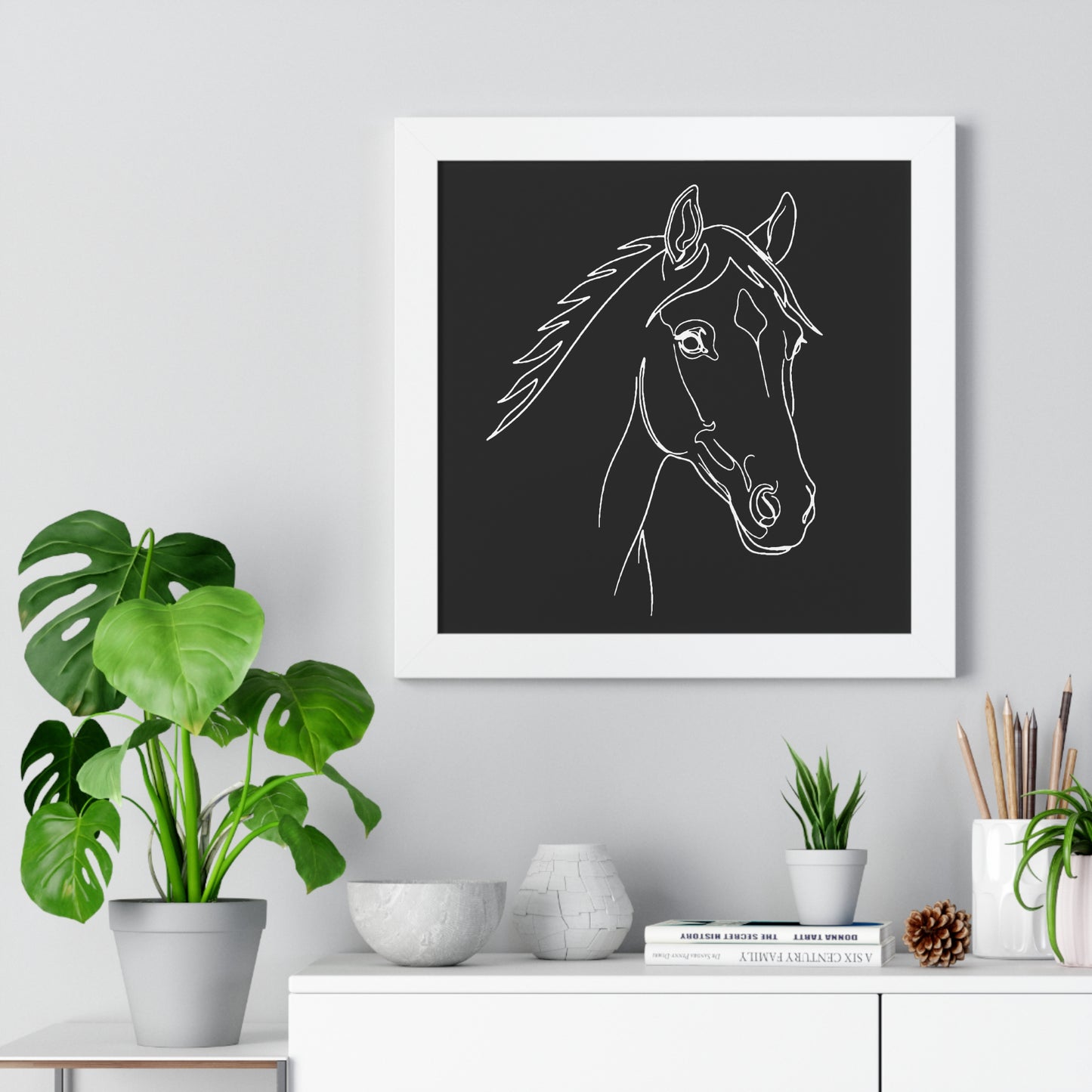 Horse Portrait Sketch - Framed Poster