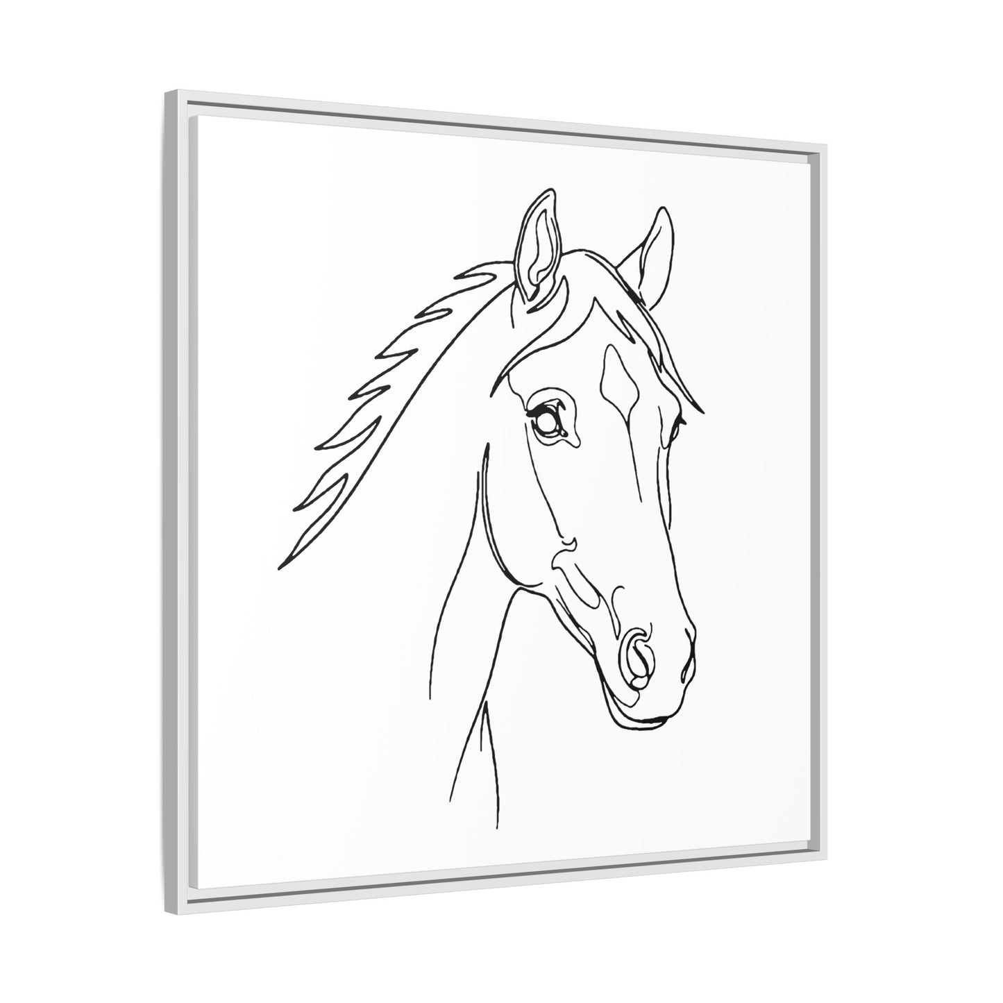 Horse Portrait Sketch - Framed Canvas