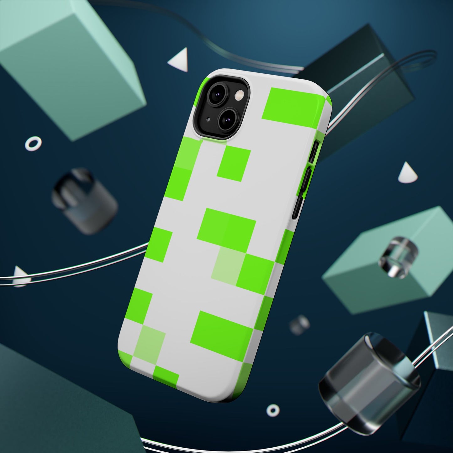 Lime Green Pixel Grid - Magnetic Phone Case