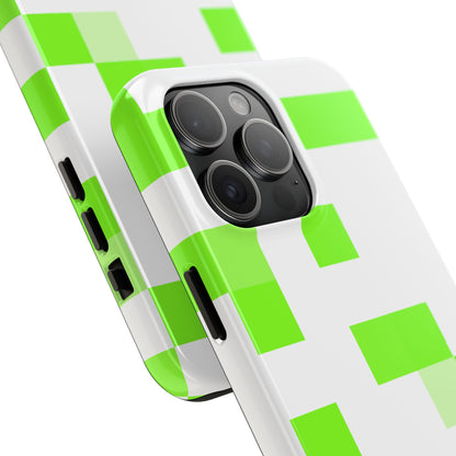 Lime Green Pixel Grid - Phone Case