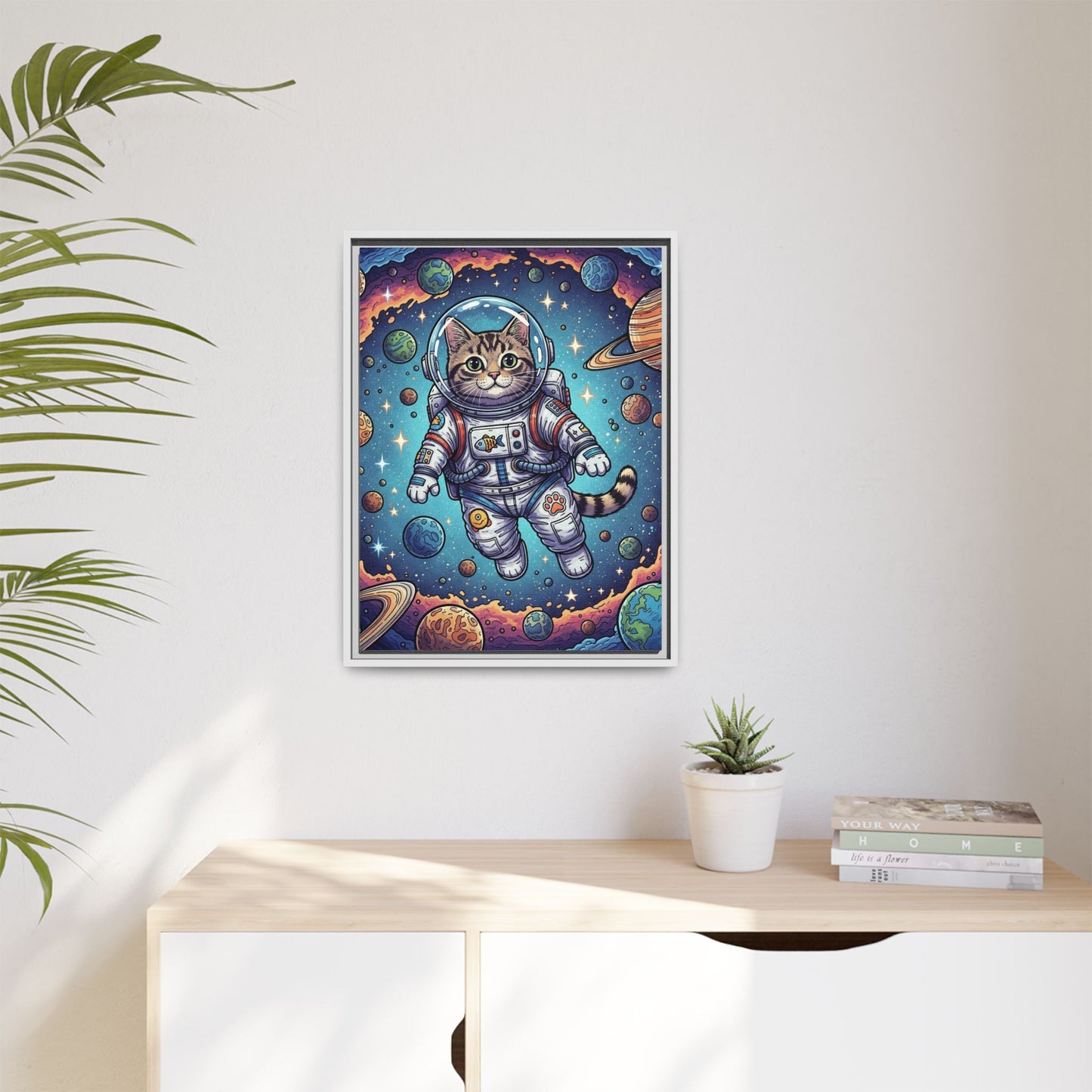 Astronaut Cat - Framed Canvas