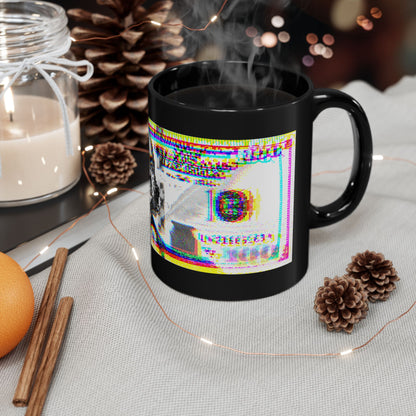 100 Dollars Bill - Neon Color Explosion - Black Mug
