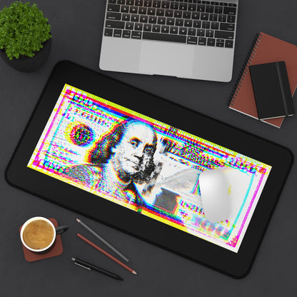 100 Dollars Bill - Neon Color Explosion - Desk Mat