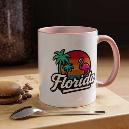 Florida Sunset Palm - Color Accent Mug