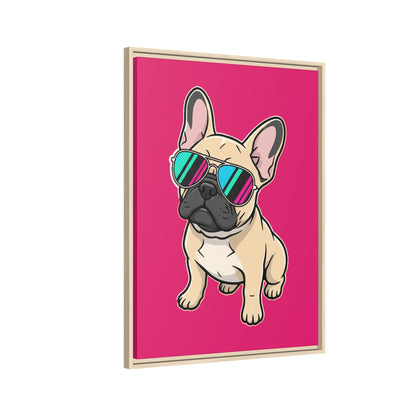 French Bulldog with Sunglasses - Framed Canvas