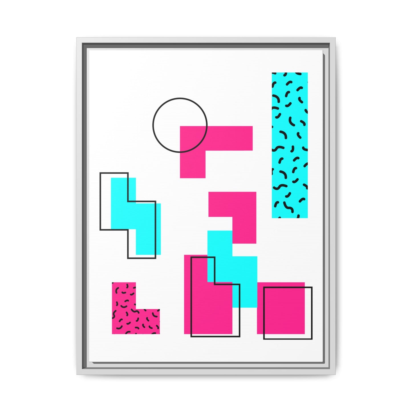 Retro Geometric Vibes - Framed Canvas