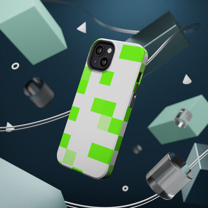 Lime Green Pixel Grid - Magnetic Phone Case