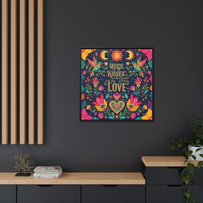 Hugs, Kisses & Love - Framed Canvas