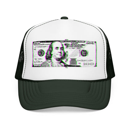 100 Dollars Bill - Green/Magenta Glitch - Cap